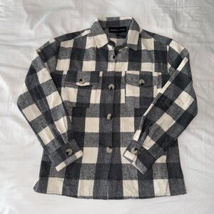 Grey And White Plaid Shacket